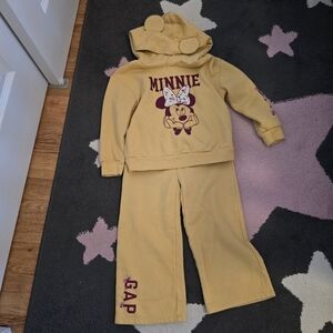 GAP Yellow/Mustard Minnie Mouse Hoodie and Pants Set 5T